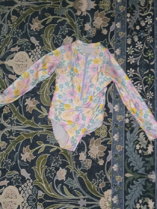 wonder nation Other - wonder nation Floral Long-Sleeve One-Piece Swimsuit in Pink Yellow